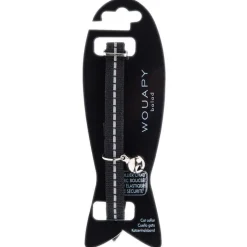 Collier pour chat noir avec galon réfléchissant Wouapy