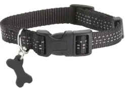 Collier pour chien en nylon tressé coloris noir Bobby Safe 16 mm - Taille S
