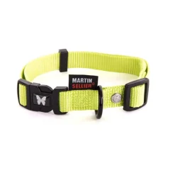 Collier réglable en nylon vert citron pour chien - 2x40/55 cm