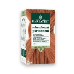 Coloration permanente pour cheveux blond clair cuivré 8R aux extraits végétaux biologiques vegan Herbatint - 170 ml