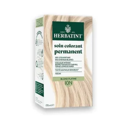 Coloration permanente pour cheveux blond platine 10N aux extraits végétaux biologiques vegan Herbatint - 170 ml