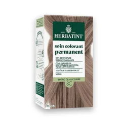 Coloration permanente pour cheveux blond clair cendré 8C aux extraits végétaux biologiques vegan Herbatint - 170 ml