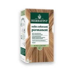 Coloration permanente pour cheveux blond clair doré 8D aux extraits végétaux biologiques vegan Herbatint - 170 ml