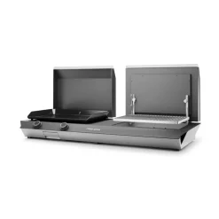 Combi plancha et gril 60 en acier noir et gris 150 x 60 x 24 cm