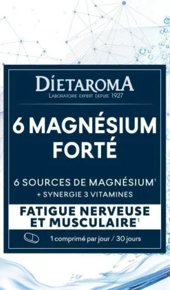 Complément alimentaire 6 magnésium forté fatigue nerveuse et musculaire Dietaroma - 30 comprimés