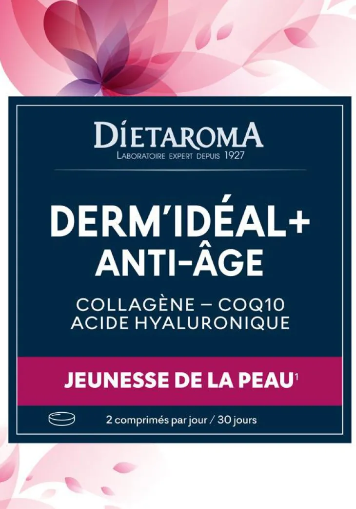 Complément alimentaire collagène + CoQ10 acide hyaluronique Dietaroma Dermidéal plus - 60 comprimés