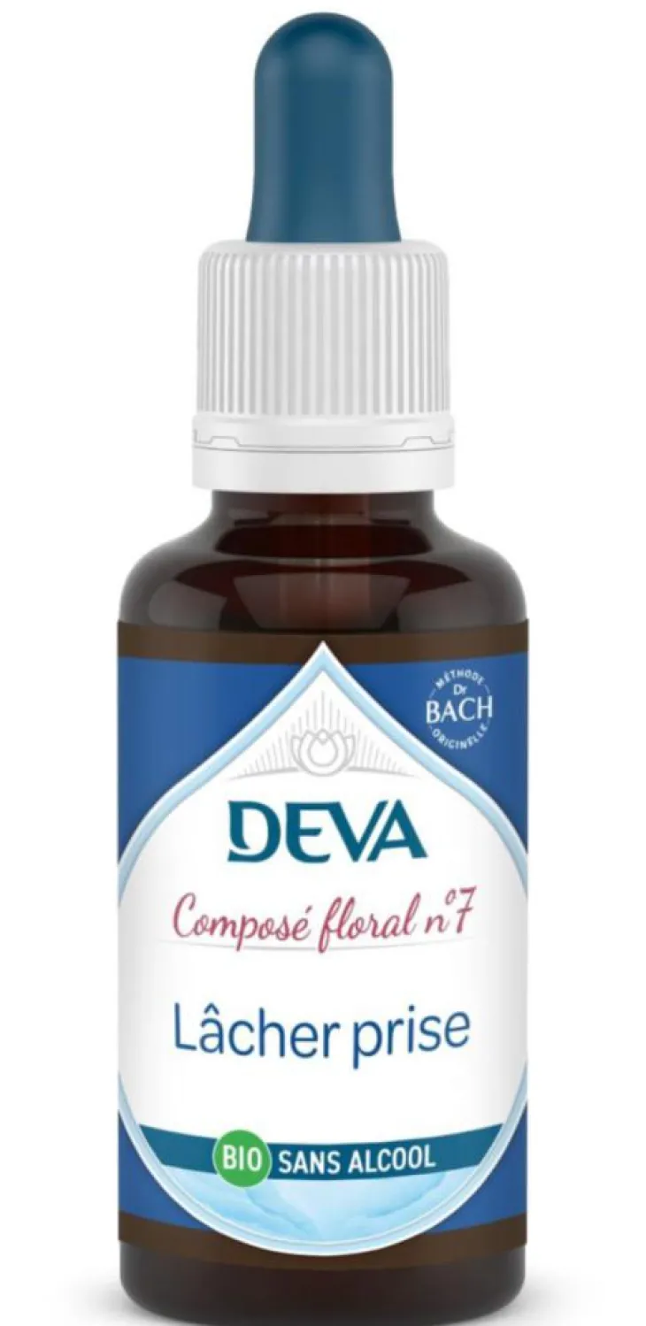 Complément alimentaire composé floral lâcher-prise bio sans alcool Deva - flacon compte-goutte 30 ml