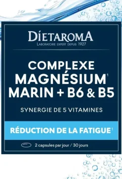Complément alimentaire complexe magnésium marin + B6 et B5 réduction de la fatigue Dietaroma - 60 capsules