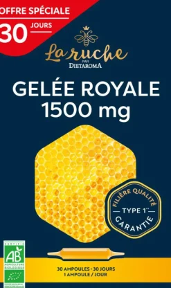 Complément alimentaire gelée royale bio 1500 mg Dietaroma La Ruche - 30 x 15 ml