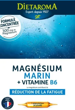 Complément alimentaire magnésium marin + vitamine B6 réduction de la fatigue Dietaroma - 20 ampoules