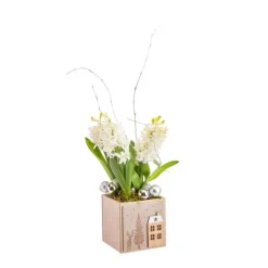 Composition de 3 jacinthes en pot carré naturel