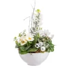 Composition florale jacinthe et primula cyclamen coupe coloris blanc