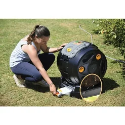 Composteur rotatif avec arroseur Hozelock EasyMix 2 en 1 - 100 L