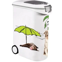 Container à croquettes pour chien coloris blanc et noir Pet collection – 54 L (20 kg)