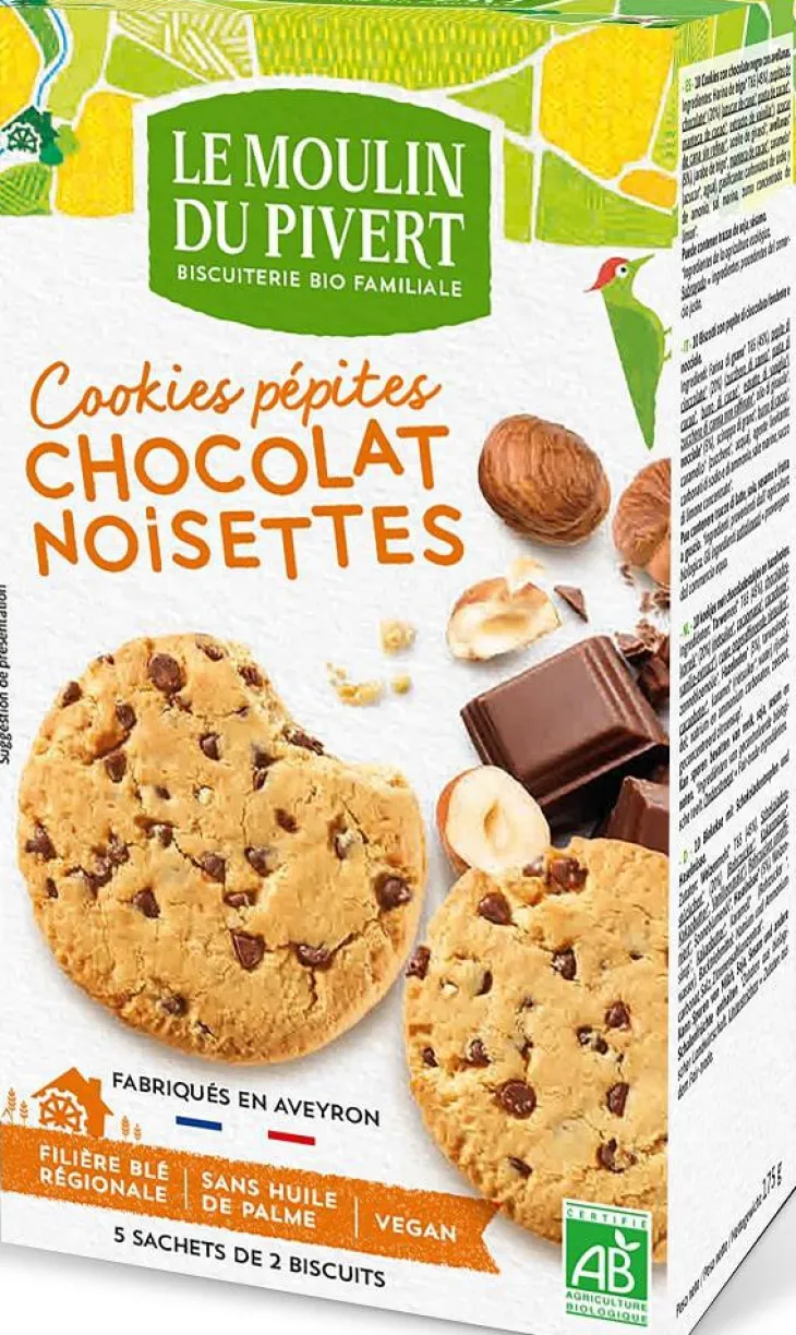 Cookies bio aux pépites de chocolat et noisettes LE MOULIN DU PIVERT