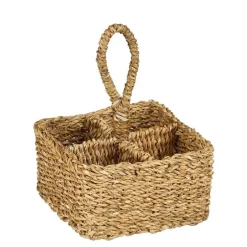 Corbeille porte-bouteilles en zostère marron Jace - 18 x 18 x 13 cm