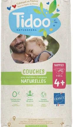 Couches écologiques en sachet T4+ (9-20kg) Tidoo - 42 pièces