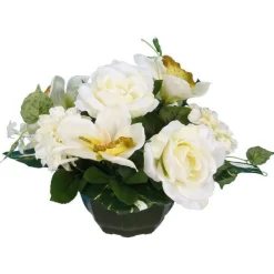 Coupe de fleurs artificielles rose orchidée zinnia