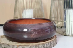 Coupe en terre émaillée marron Châtaigne Les poteries d'Albi Plume - Ø 20 x H 9 cm