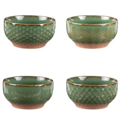 Coupelles en grès vert Coffret Jaspe - 4 x Ø 12 cm