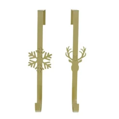 Couronne accroche-porte coloris or en métal - 12 x 7,5 cm