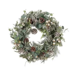 Couronne décorative Chelsea couleur vert en polyéthylène - Ø 50 cm