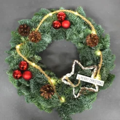 Couronne de branches décorée naturelle pour décoration de Noël - Ø 40 cm