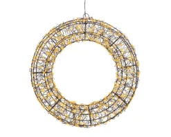 Couronne noire à 500 micro-LED blanc orangé pour extérieur - Ø 38 cm