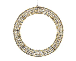 Couronne noire à 720 micro-LED blanc orangé pour extérieur - Ø 58 cm