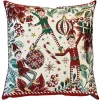 Coussin blanc en PE/coton à motifs rouges et verts Taquin - 45 x 45 cm