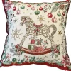 Coussin blanc, rouge et vert en PE/coton à motif cheval à bascule Séraphin - 45 x 45 cm