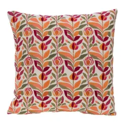 Coussin brodé en coton à motifs floraux multicolores Gina - 40 x 40 cm