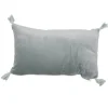 Coussin cale-rein Lichen coloris bleu en coton velours - 20 x 35 cm