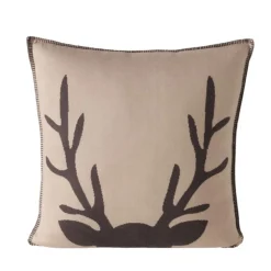 Coussin carré beige à motif bois de cerf Vilbert - 50 x 50 cm