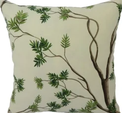 Coussin carré décoratif coloris vert en coton - 40 x 40 x 15 cm