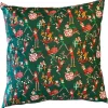 Coussin carré vert en coton à motifs rouges et blanc Farceur - 45 x 45 cm