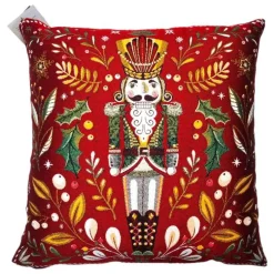 Coussin casse-noisettes coloris rouge en polyester - 45 x 45 cm