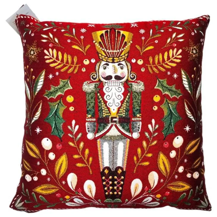 Coussin casse-noisettes coloris rouge en polyester - 45 x 45 cm
