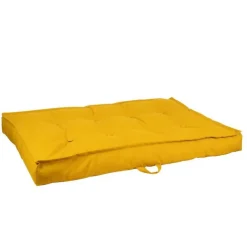 Coussin d'assise pour palette coloris jaune en coton polyester - 120 x 80 x 15 cm