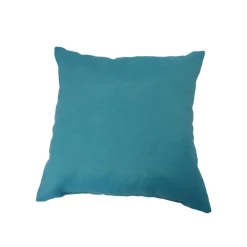 Coussin déco carré en polyester/coton bleu Emeraude - 40 x 40 x 15 cm