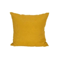 Coussin décoratif carré coloris jaune en coton polyester - 40 x 40 x 15 cm