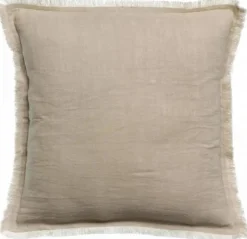 Coussin décoratif carré Laly coloris beige en coton - 45 x 45 cm