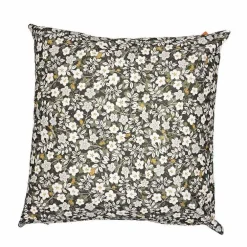 Coussin décoratif carré Perceneige coloris vert en coton - 45 x 45 cm