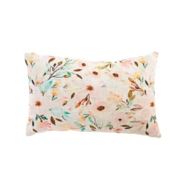 Coussin décoratif en coton coloris multicolore avec un motif fleuri aquarellé – 50 x 30 cm