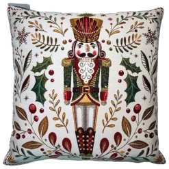 Coussin décoratif en velours polyester coloris multicolore Casse-noisette – 45 x 45 cm (produit vendu à l'unité, livré aléatoirement parmi deux coloris)