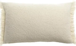 Coussin décoratif rectangulaire Jane coloris blanc en coton - 30 x 50 cm