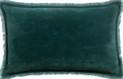 Coussin rectangulaire vert Corinthe en coton Fara - 30 x 50 cm