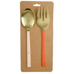 Couvert à salade en inoxydable roseouge Abby 28 cm - Les 2 pièces