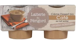 Crème dessert bio au café Laiteries du Périgord - 4 x 105 g