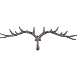 Crochet marron en fonte forme bois de cerf - 63,5 x 12,2 x 20 cm
